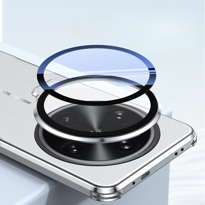 Luxury Plating Leather Metal Lens Holder Shockproof Bumper Protective Stand Cover