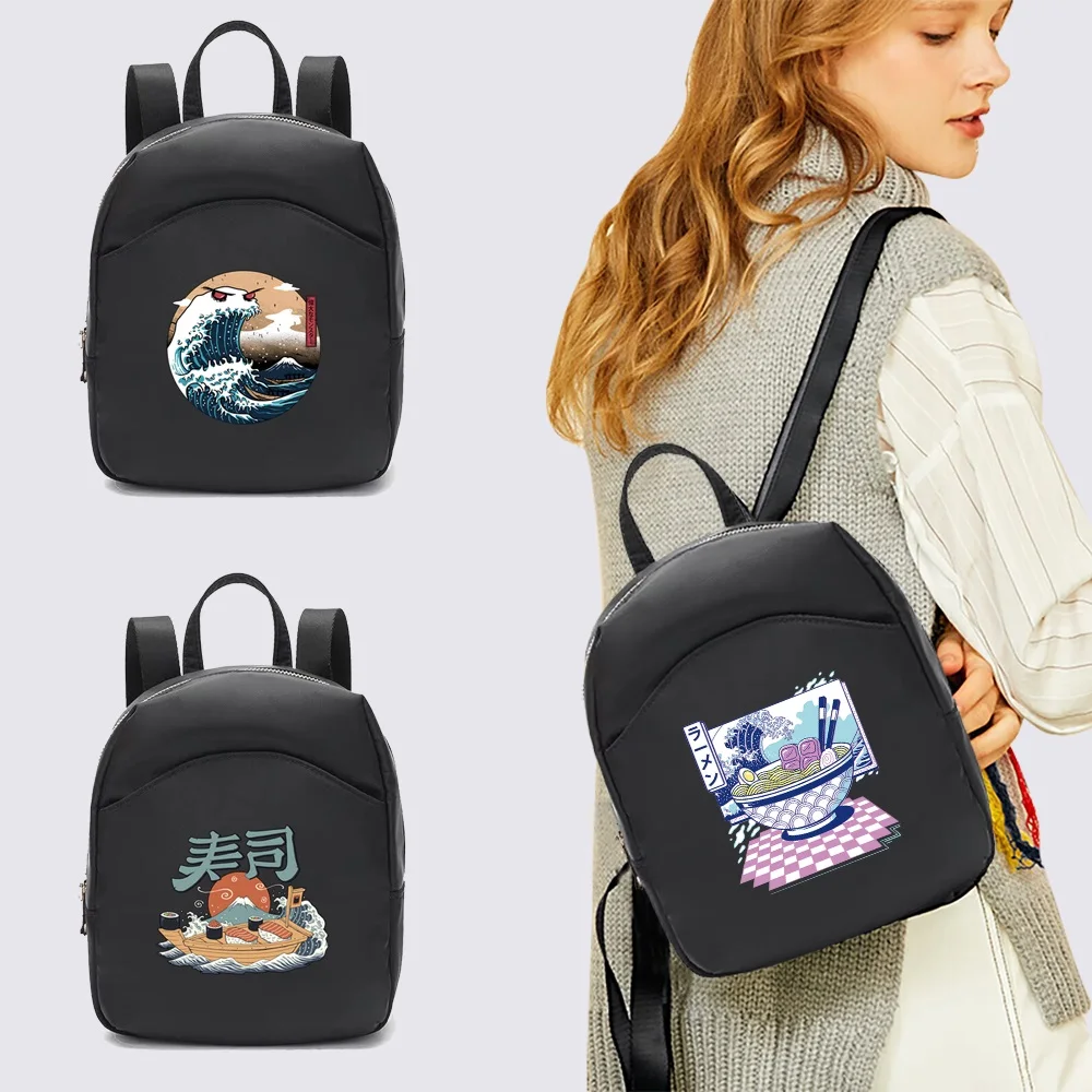 2022 Fashion Women Mini Backpack Multifunction Small Backpacks Casual Simple Wave Printing Student Bookbags Travleing Rucksack