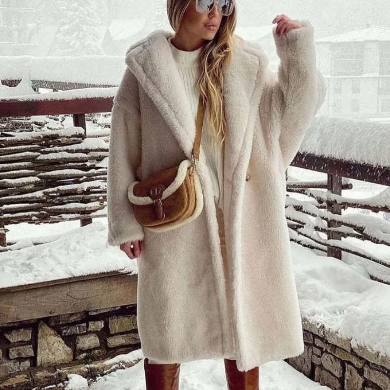 2023 winter new women fake two pieces lamb wool coat female thickened korean style fashion stitching casual faux fur outwear 2023 Winter New Women Long Below The Knee Large Size Faux Fur Coat Female Fashion Thickened Lamb Wool Warm Loose Casual Outwear