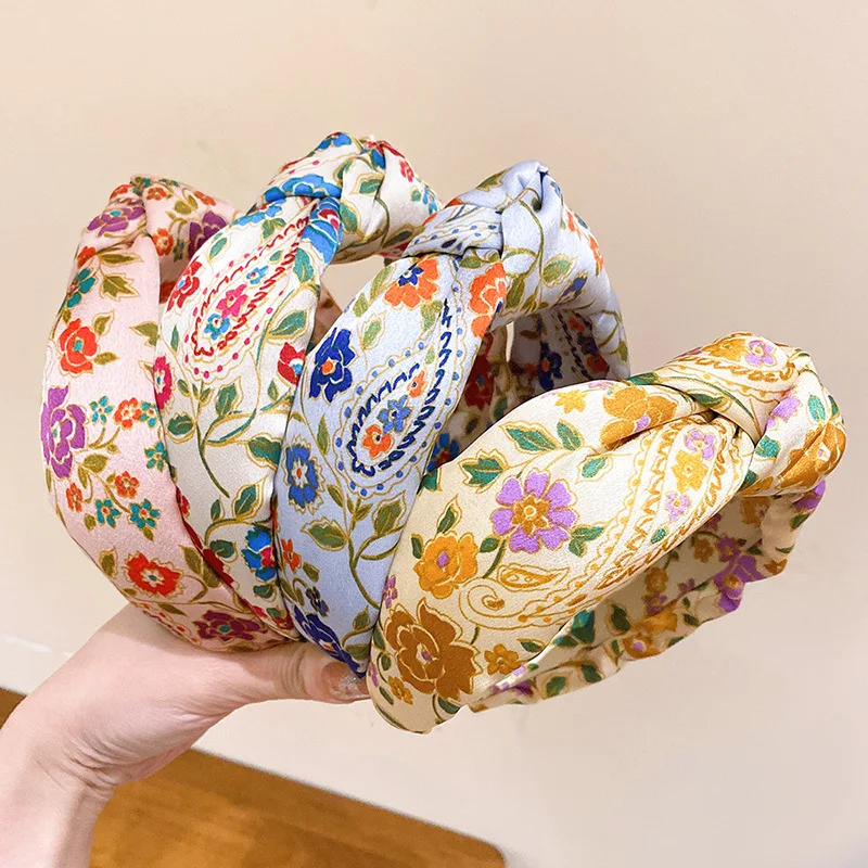 

Print Flower Knot Hairbands For Women Korea Headband For Girls Hair Accessories Hair Band Floar Crown Headbands Head Wrap