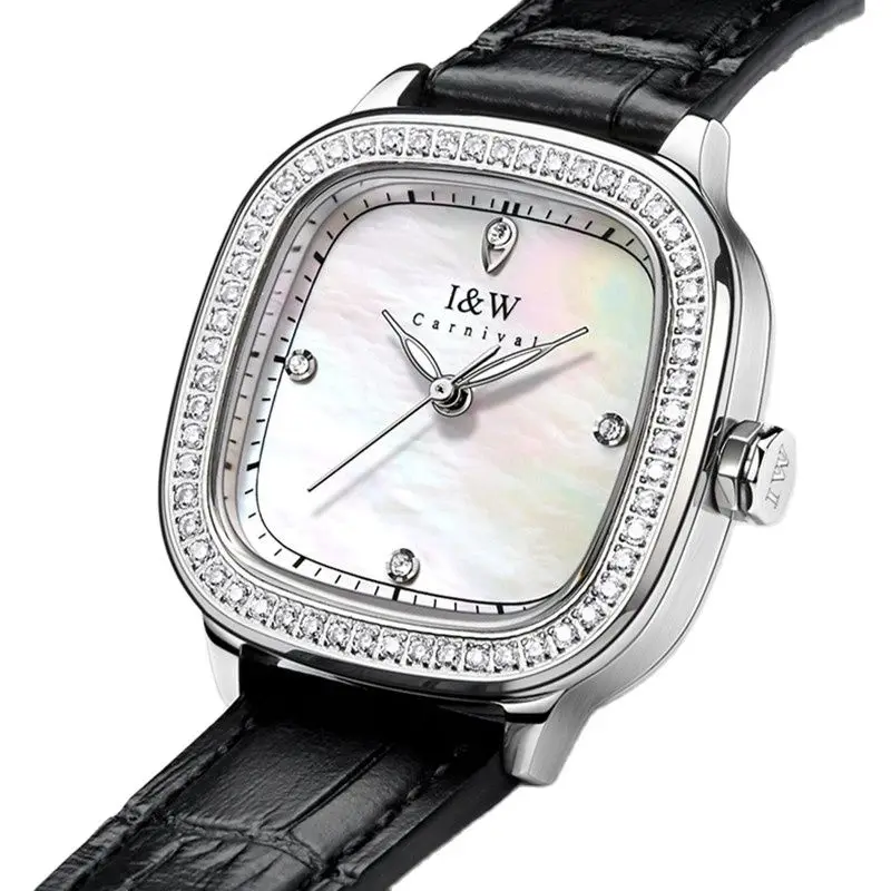

Часы женские кварцевые ультратонкие, швейцарские роскошные брендовые японские простые водонепроницаемые со стразами и кожаным ремешком, 632L, I & W