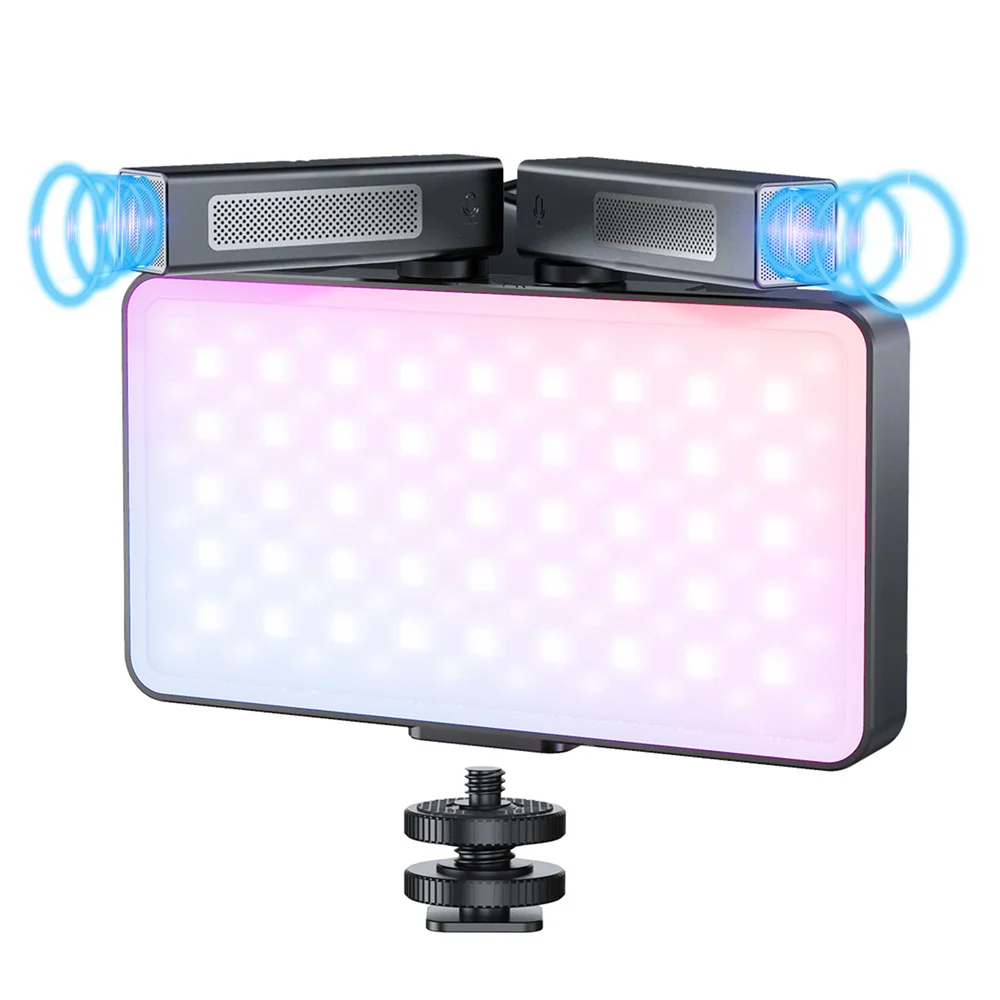 

New RGB Video Camera Light With Microphone LED Lamp 4000mAh 2500K-9000K Dimmable Studio Lamp Vlog Fill Light for Live Streaming