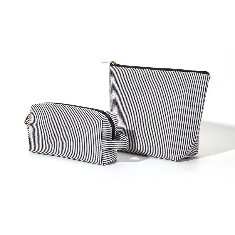 Cosmetic bag cosmetic storage bag toiletry bag makeup bag cosmetic case 2 Pcs set women's large capacity stripe toiletry makeup travel storage handbag clutch purse