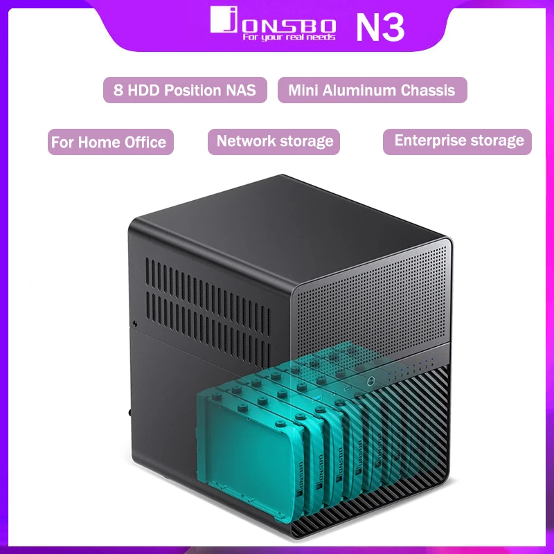 Jonsbo N3 Alluminio All-In-One Nas Mini Itx Case 8 Posizione Hdd Nas Office Desktop Mini Chassis Pc Cabinet Pc Case