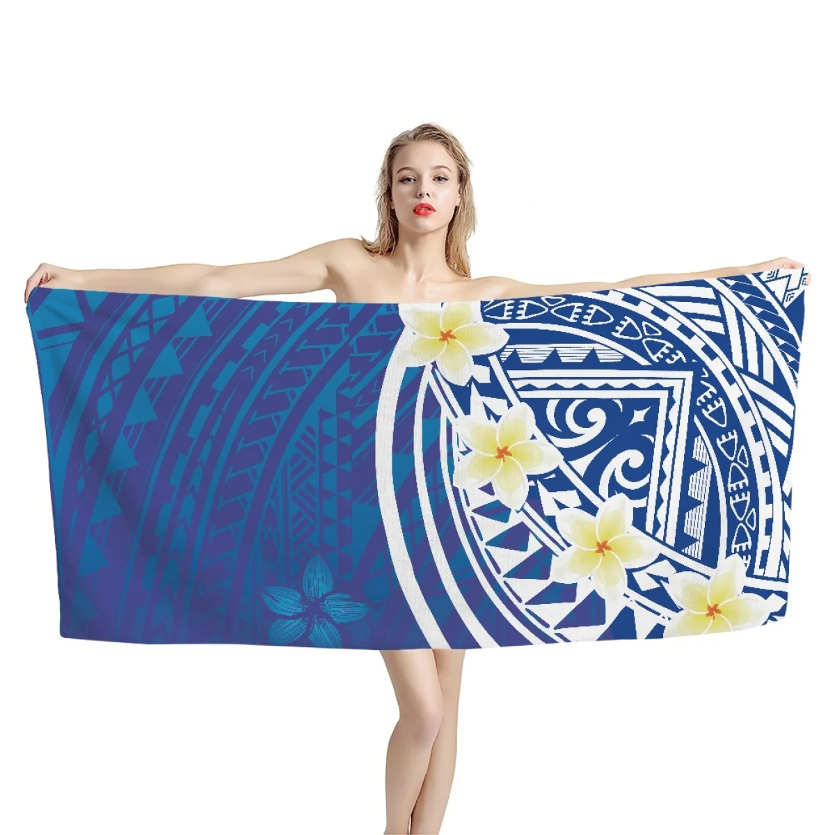 

TOADDMOS Polynesian Plumeria Brand Design Absorbent Bath Towel Adult Tribal Style Quick Dry Soft Face Towel Portable Travel Gift