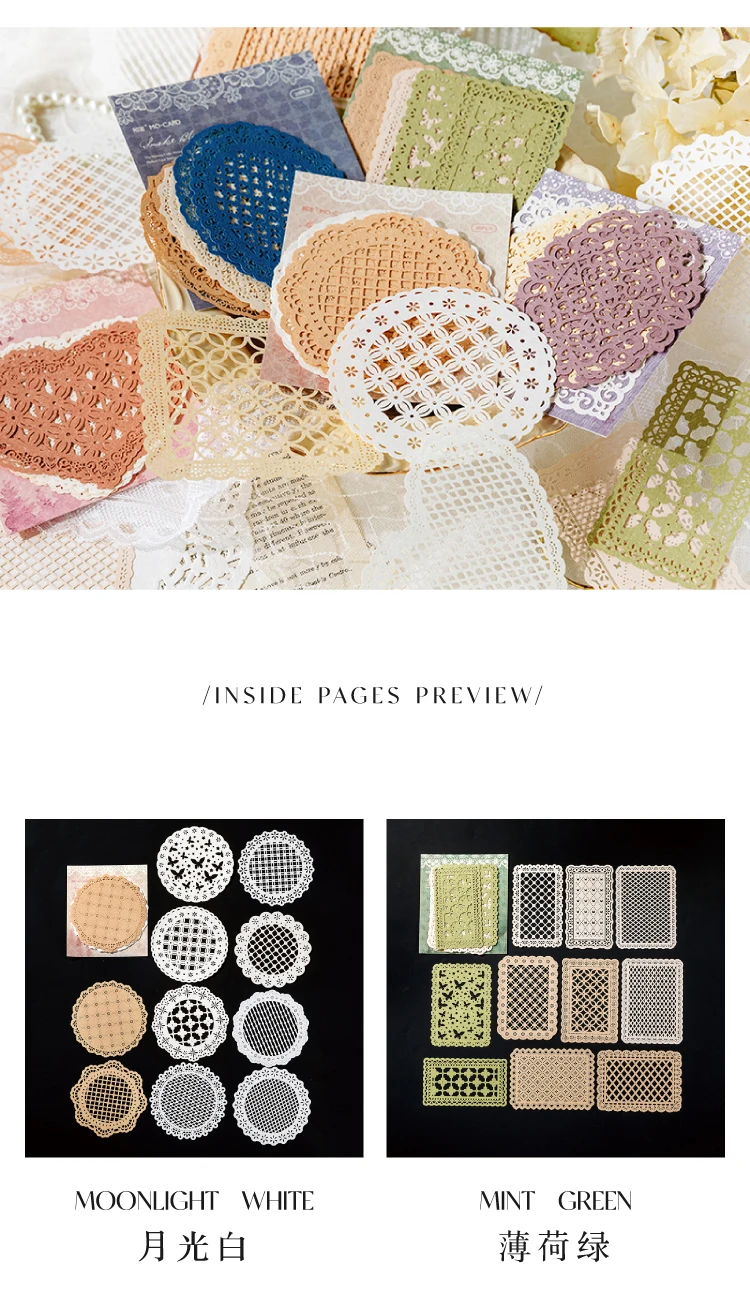 10 Stück/Packung Vintage INS Hohlspitze Material Papier DIY Dekoratives Basismaterial Papier Scrapbooking Junk Journal Supplies – Detail 15