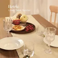 Linen Table Runner 100% Pure Linen Khaki Grey Table Runner Home Christmas Wedding Party Restaurant Dining Table Cloth Decoration 3