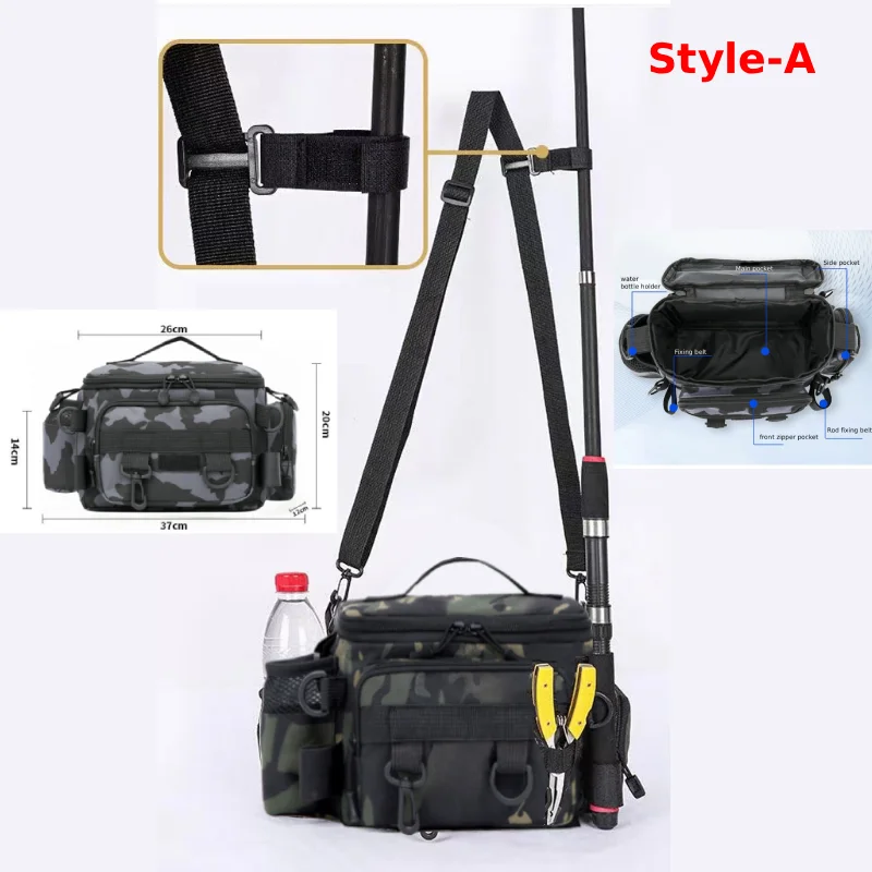 Outdoor Fishing Tackle Backpack with Rod Holder - Versatile Gear Bag for Camping, Hunting, and Hiking