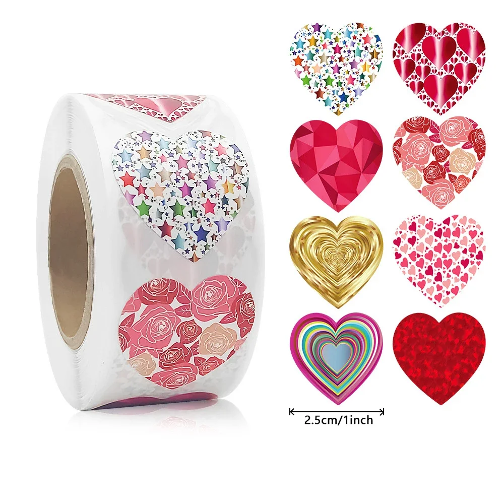 Colorful Heart-shaped Stickers For Valentine's Day Baking Packaging Sealing Decorative