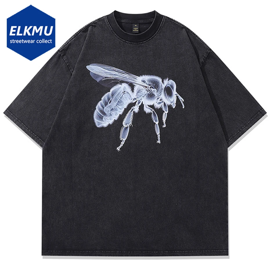 

Винтажная черная футболка большого размера, футболка с пчелиным микроскопом и графическим принтом, в стиле хип-хоп, свободная уличная одежда в стиле панк, футболки в стиле Харадзюку, 2024