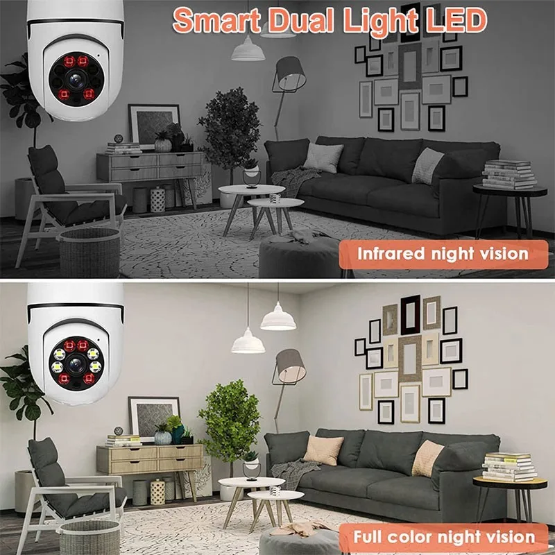 1080P E27 Bulb Surveillance 5G Wifi Camera Night Vision Automatic Human Tracking 4X Digital Zoom Video Security Monitor Camera