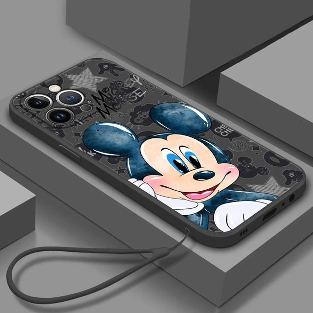Mickey Love Minnie Disney For Apple iPhone 15 14 13 12 Mini 11 Pro XS MAX  XR X 8 7 Plus Liquid Left Rope Phone Case Coque Capa