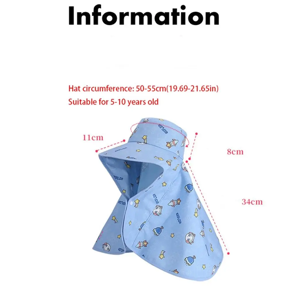 Big Brim Baby Fisherman Hat Cartoon Sun Protection Kids Sunscreen Hat Shawl Bucket Cap Children Beach Cap for Boys and Girls