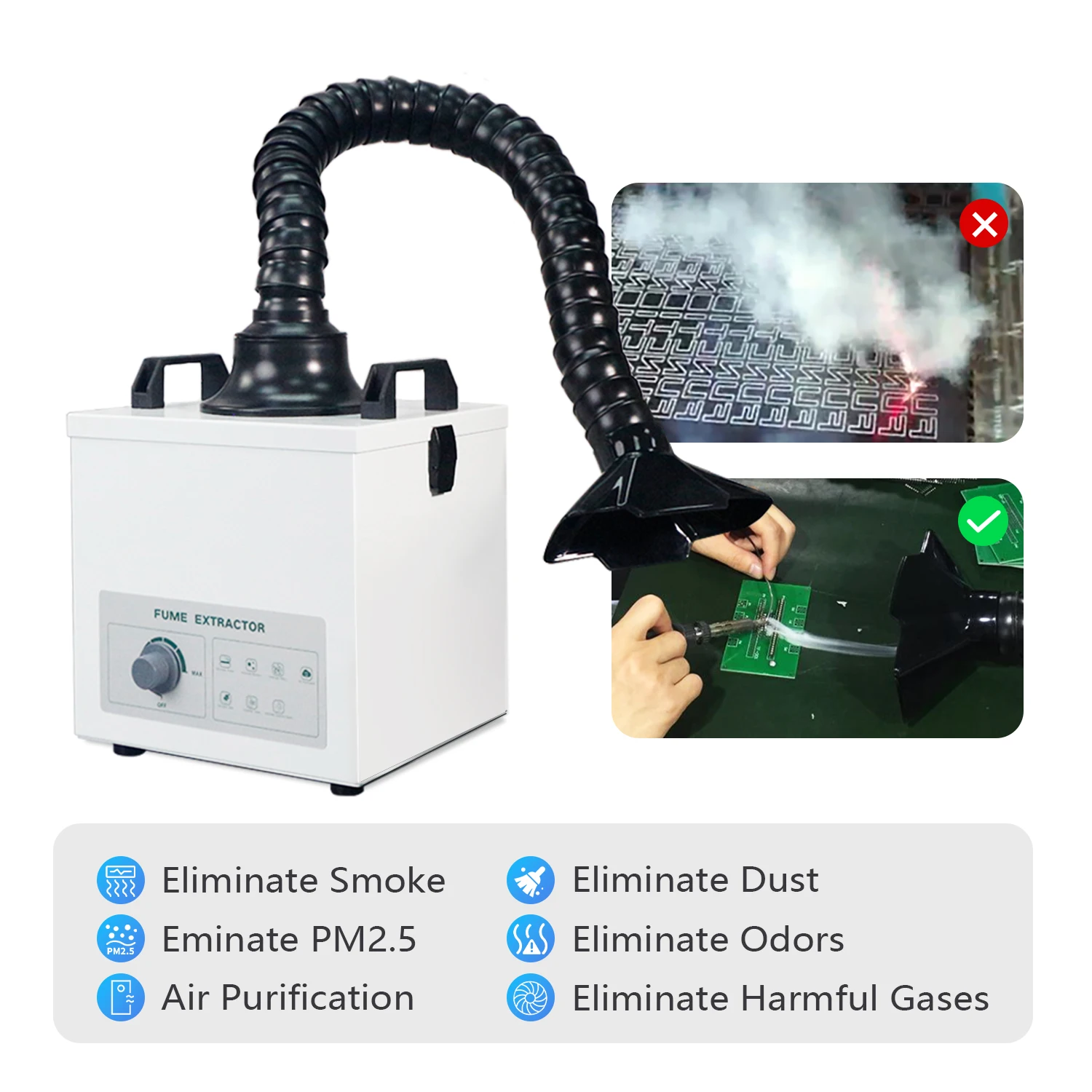 Extracteur De Fumée De Soudure 5V USB - Ventilateur 3 Vitesses Avec Lumière - Pour Station De Réparation électronique