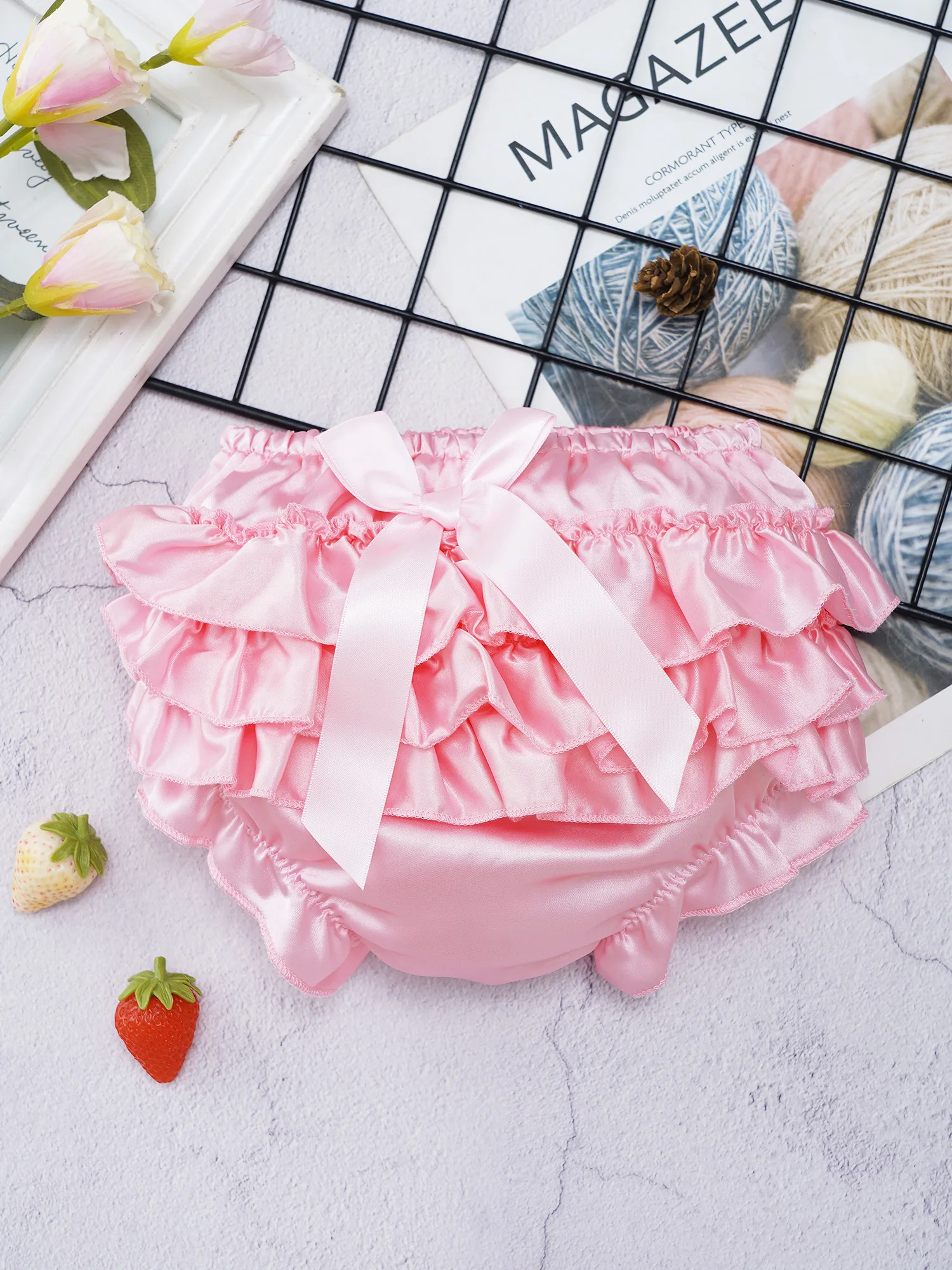 Baby Cotton Panties Girls Casual Briefs Elastic Waistband Ruffle Tiered Style Bow Waist Polka Dots Print