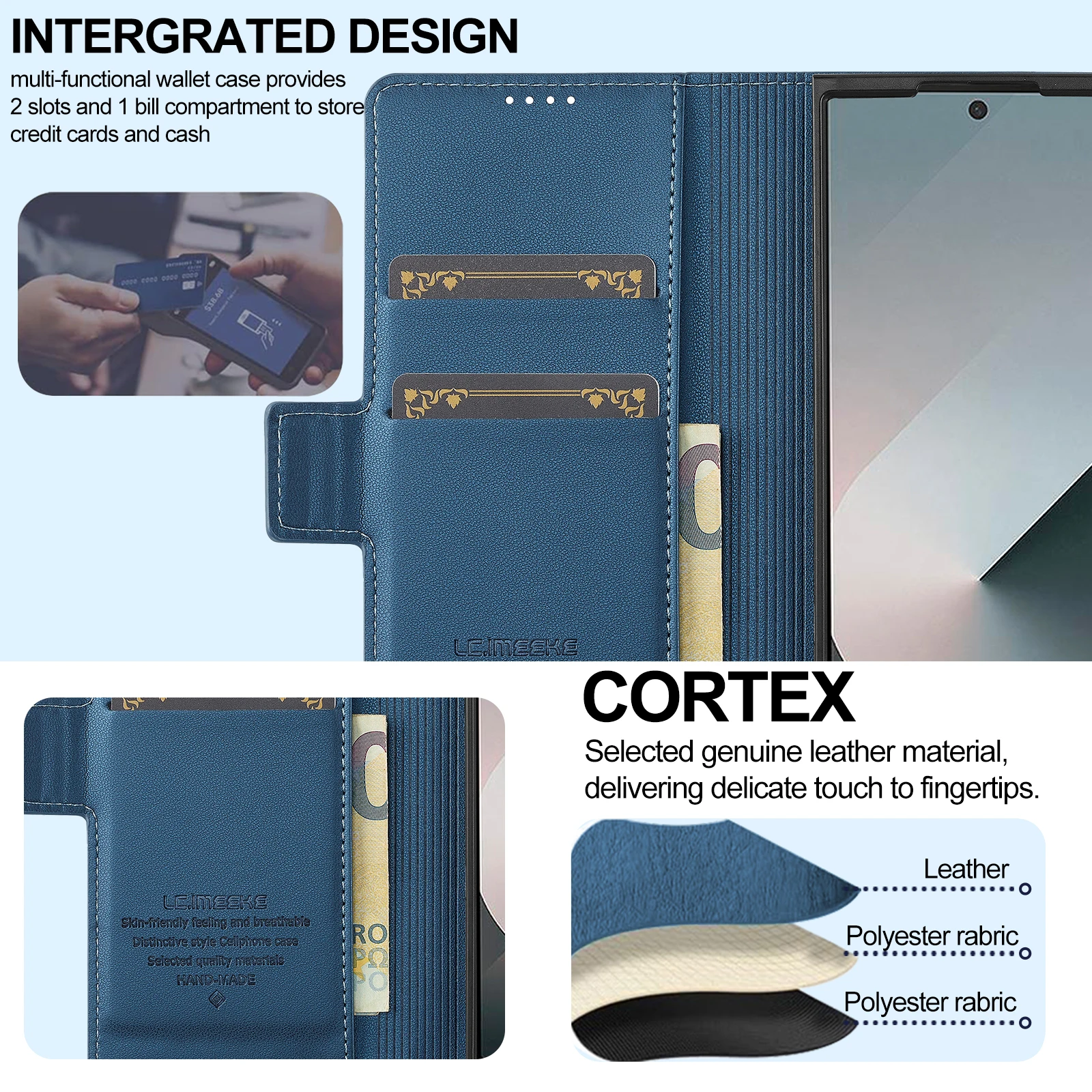 Luxuriöse Leder-Handyhülle für Samsung Galaxy Z Fold 7, 6, 5, 4, 3, Abdeckungshalter, modische Karte, Funda-Hüllen – Detail 4