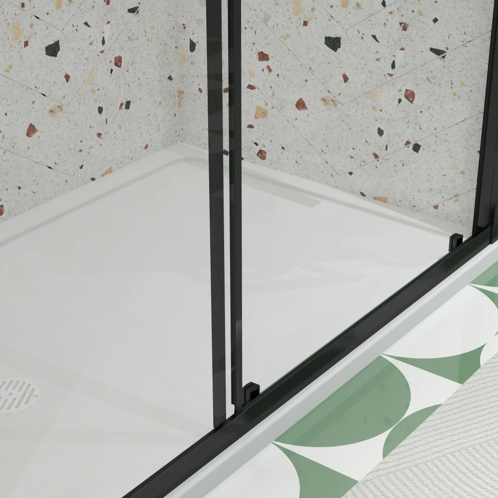 44"-48"W x 72"H sliding shower door, sliding door, with 1/4" tempered glass and Matted Black finish 4872 6