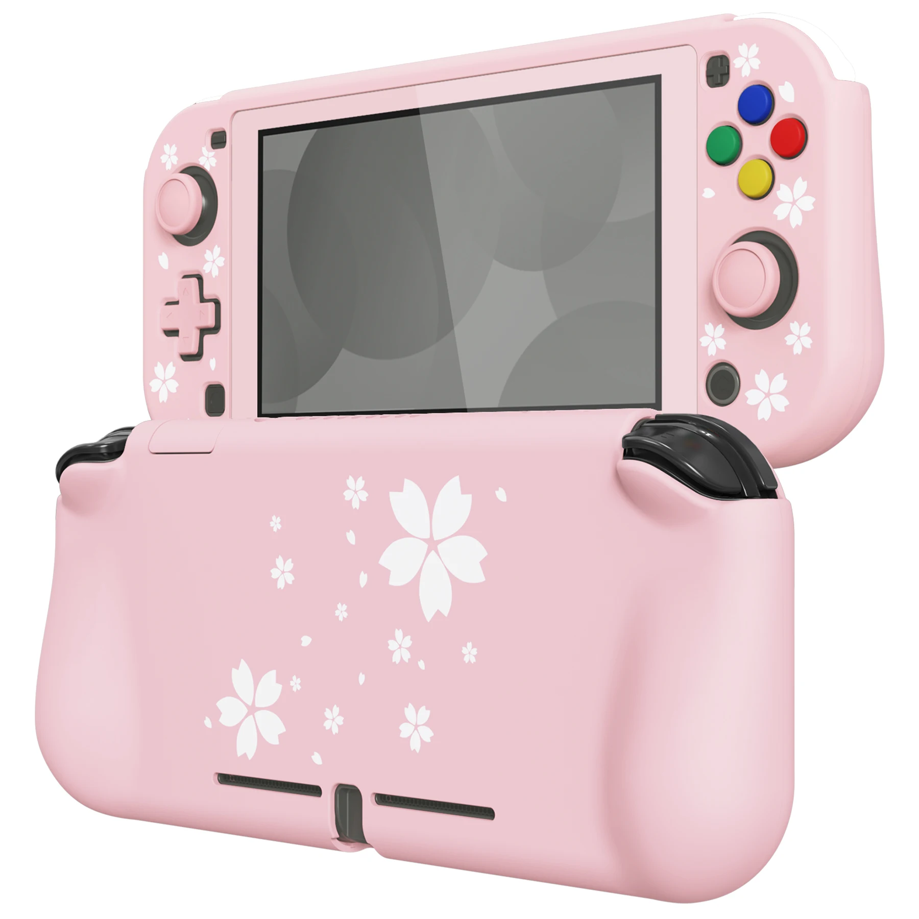 PlayVital ZealProtect Ergonomic Protective Case for Nintendo Switch Lite W/Screen Protector - Cherry Blossoms Petals