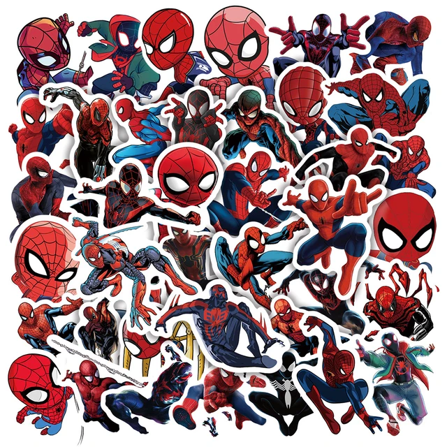 Pegatinas de Anime de Spiderman para monopatín, nevera, guitarra, portátil,  motocicleta, juguete clásico de viaje, 10/