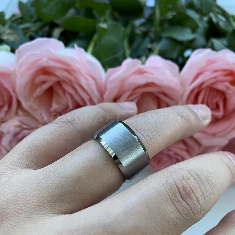 10mm 12mm Big Wide Tungsten Carbide rings Classic for Men with Top Brushed Finish Comfort fit Wedding Bands Engagement ring