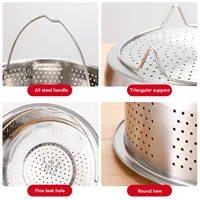 Panier à vapeur en acier inoxydable avec poignée, élimination du sucre, cuiseur à riz, support de cuisson à la vapeur pour aliments, œufs, légumes, Fruits, 1 pièce 6