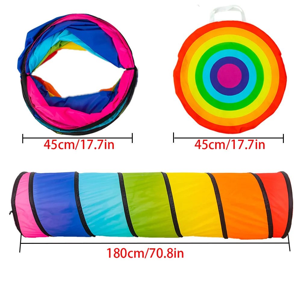 

New Early Childhood Education Toys Rainbow Colorful Tunnel Crawling Indoor Drilling Portable Children's Tunnel Tent