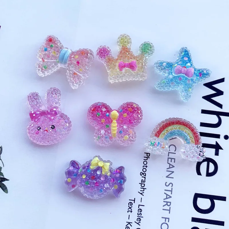 

10Pcs High Transparent Color Rabbit Resin DIY Shoes Hat Icebox Barrette Mobile Phone Case Scrapbook Cream Glue Flat Back Resin