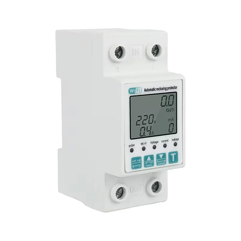 Circuit Breaker Reclosable smartlife TUYA WIFI 63A 110V 220V Energy Meter Metering Timer with voltage current leakage protection