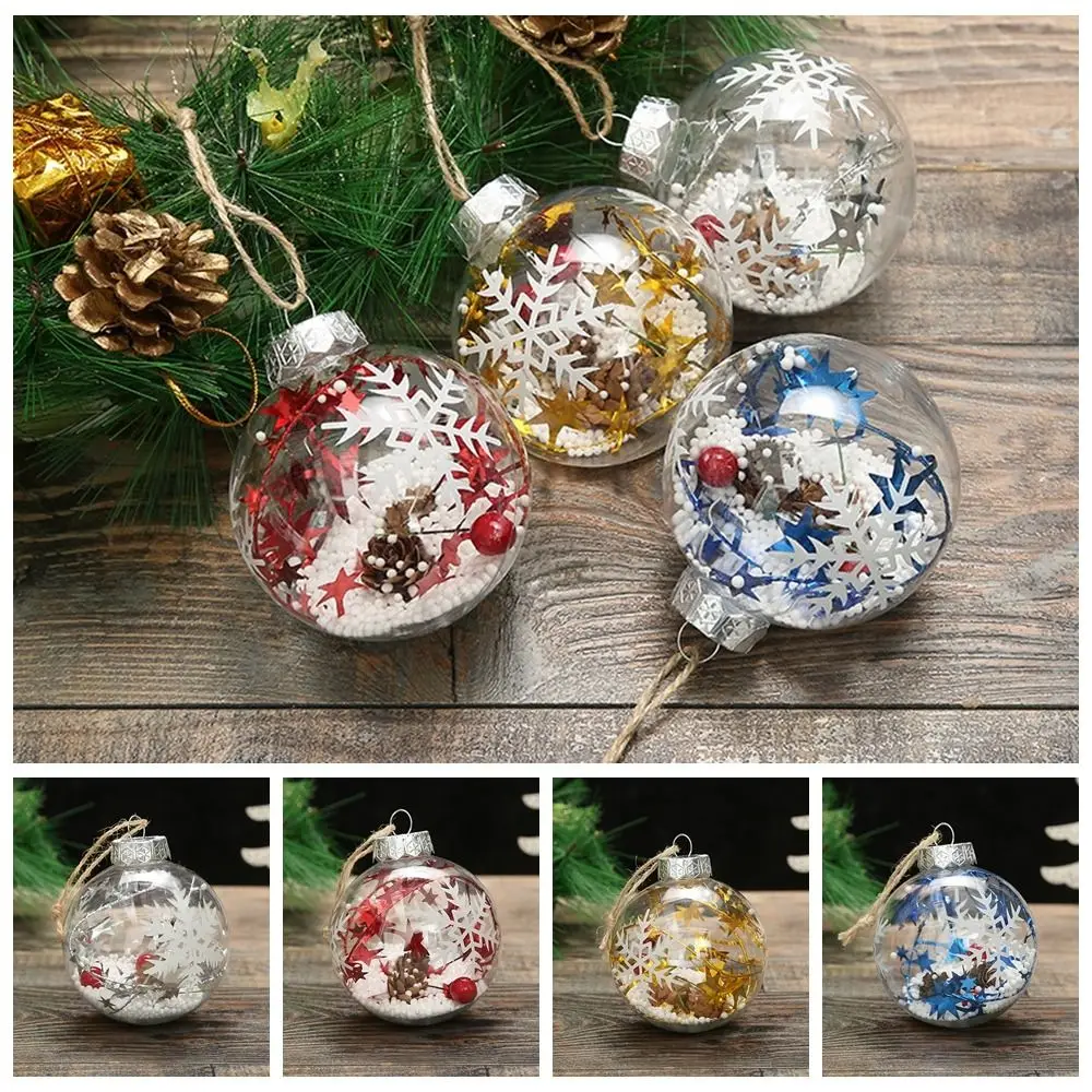 

8cm Reusable Shatterproof Christmas Tree Decorative Transparent Cartoon Snowflake Christmas Ball Round Festival Gifts