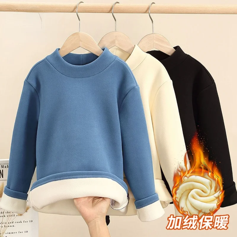 

Cotton Children's Autumn Clothes Boys' Top Plush German Girls' Base Coat Long Sleeve Baby's Winter Warm Underwear 12+y