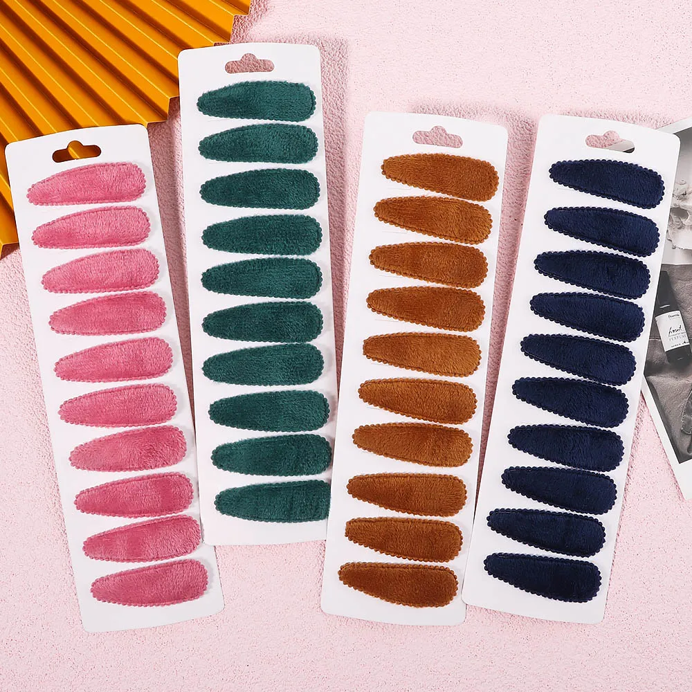 

10Pcs/Set Girls Solid Plush Snap BB Clip for Women Winter Hairpin Barrettes Hair Clips Headwear Kids Hair Accessories Wholesale