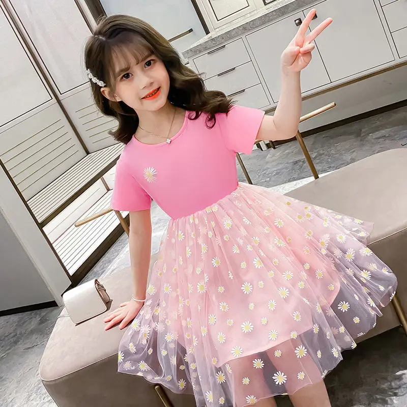 

Girls Summer Party Dresses Casual Elegant Net Yarn Child Princess Fashion Dress for Nigeria Girls Kids Clothes Baby 12 Years Old