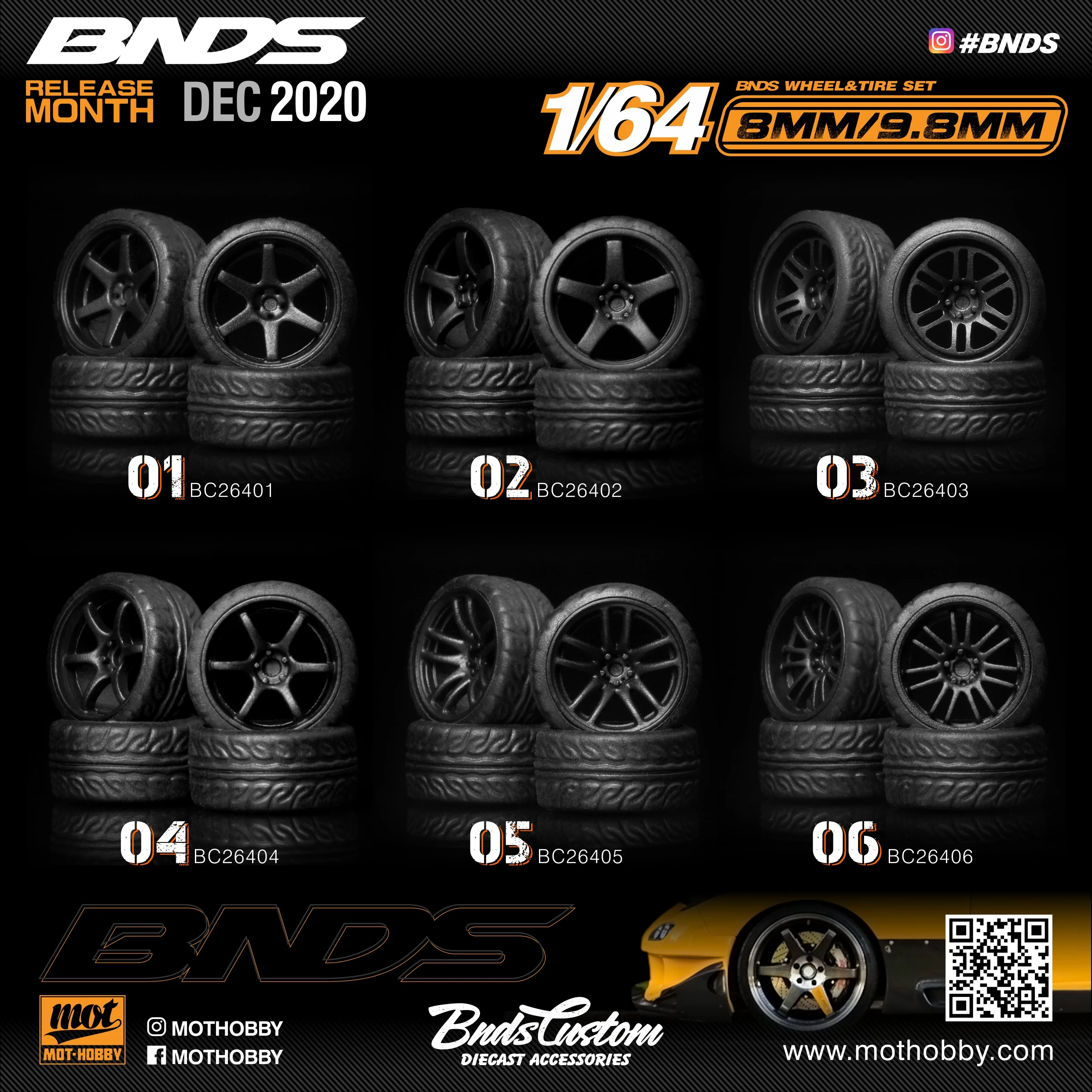 BNDS 1/64 Wheels With Rubber Tires ABS Assembly Rims Modified Parts for 1:64 Model Car VIP Style Detail-up Set New Clearance 5