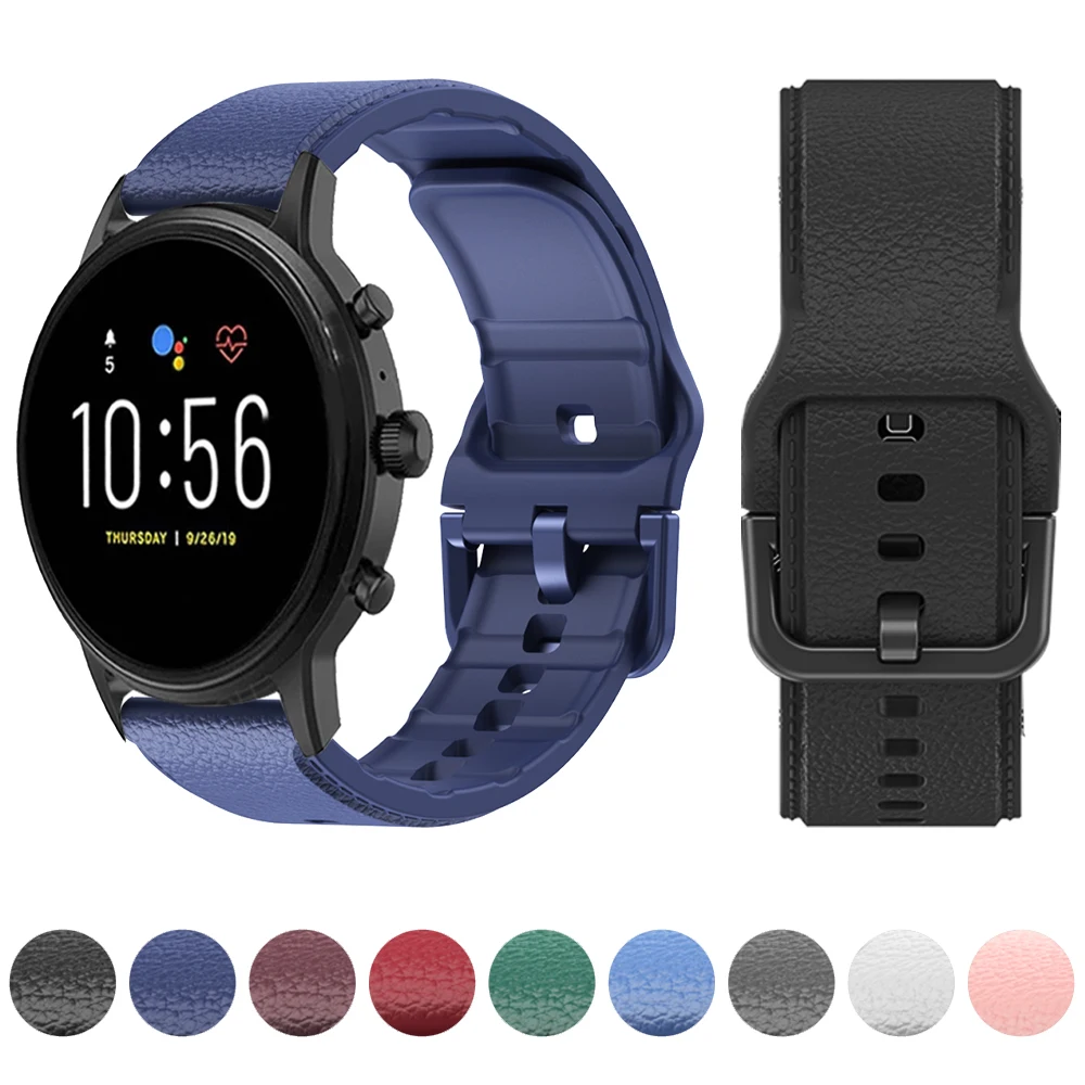 Watchband For Fossil Gen6 44Mm Gen6/Gen 5 5E 44Mm/Gen5 Lte 45Mm Smartwatch Band Bracelet Leather Pattern Silicone Wrist Strap