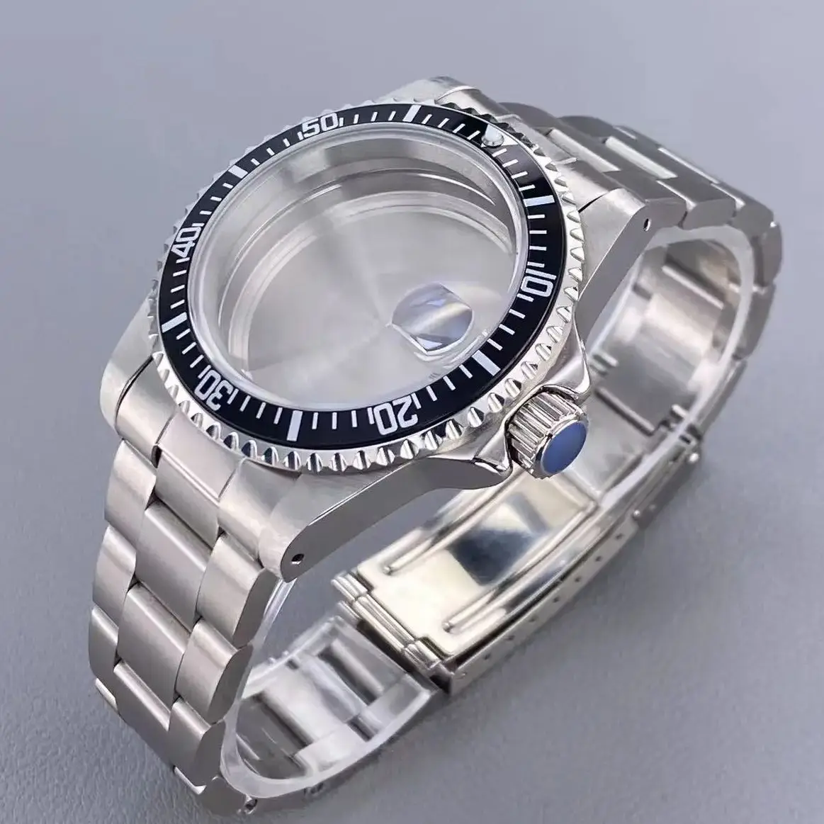 Vintage 39.5MM GMT/SUB Watch Case with 120-Click Bezel & Sapphire Glass