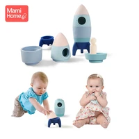 Baby Silicone Blocks Building Rocket Toy Model Building Block Teether Toy Food Grade Silicone Children Chew Toy Baby Accessories 1