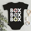 Funny "Box Box Box" F1 Tyre Compound Print Newborn Baby Boy Bodysuits Creative Short Sleeve Cotton Cheap Toddler Girl Clothes 1