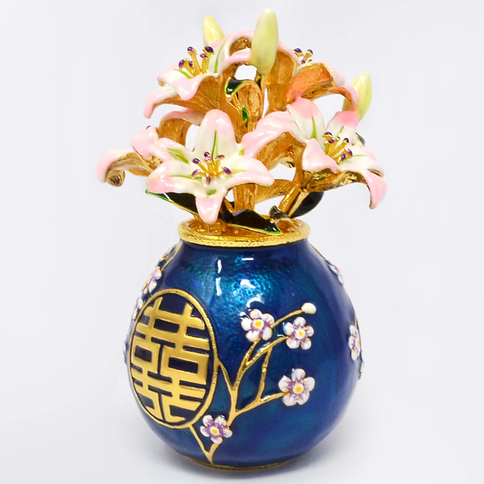 2024 Feng Shui Lily Vase Double Happiness Vase With Lilies Symbol Of Peace, Harmony And Tranquility w5471 2