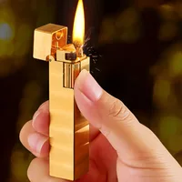 Creative Square Kerosene Lighter Pure Copper Retro Grinding Wheel Cigarette Lighter Personality Kerosene Lighter Mens Gift 1
