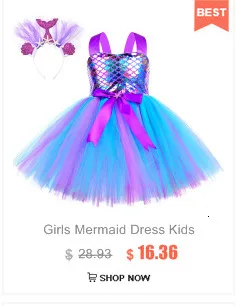 Mädchen Meerjungfrau TUTU LED Kleid Kinder Geburtstag Party Kleider Kleine Meerjungfrau Prinzessin Kostüme für Halloween Neujahr Dress Up Outfit – Detail 5