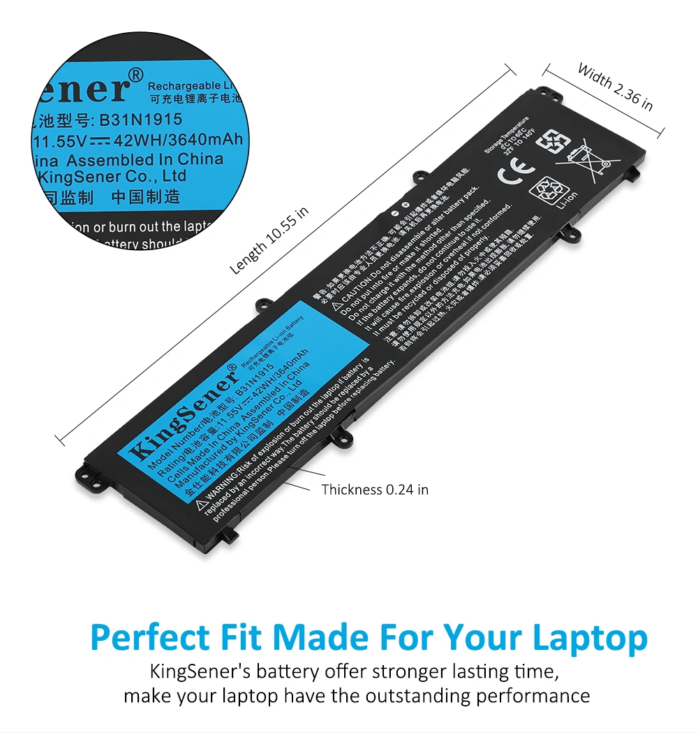 Kingsener-bateria do Portátil B31n1915 para Asus Zenbook b1 B1400 B1500 Br1100cka Br1100fka Br1100cka-gj0100ra l1 L1400cda B31n1915 - Imagem 5