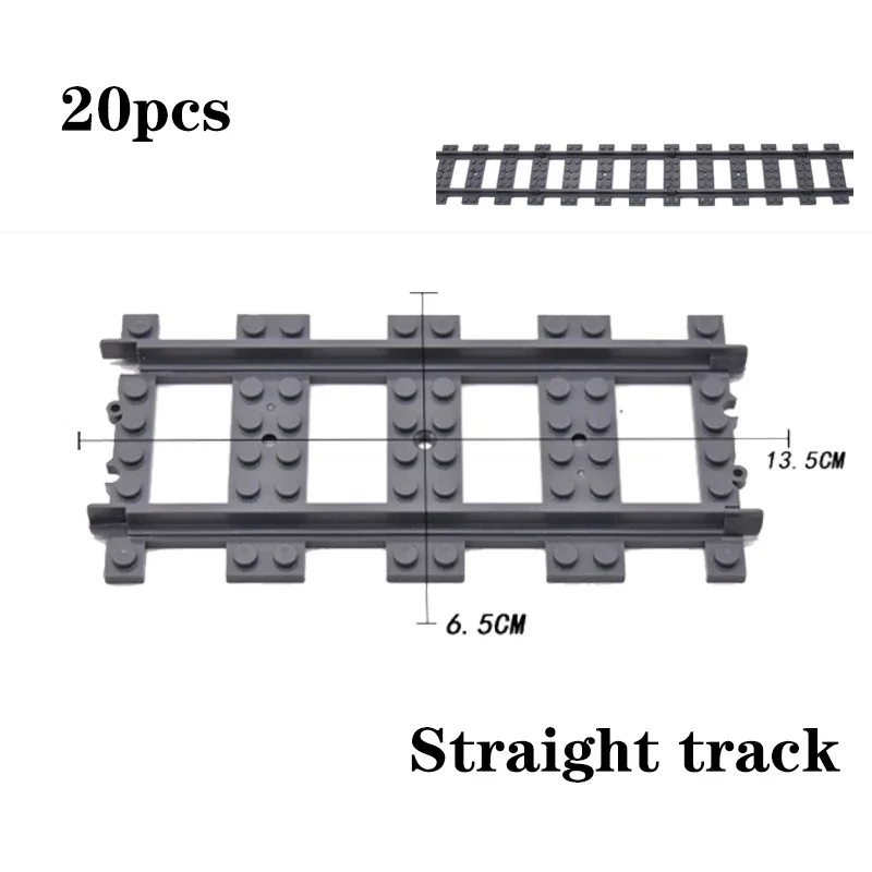 City Train Railway Building Blocks Set - Tracks, Station, and Buffer Stop Bricks Collection