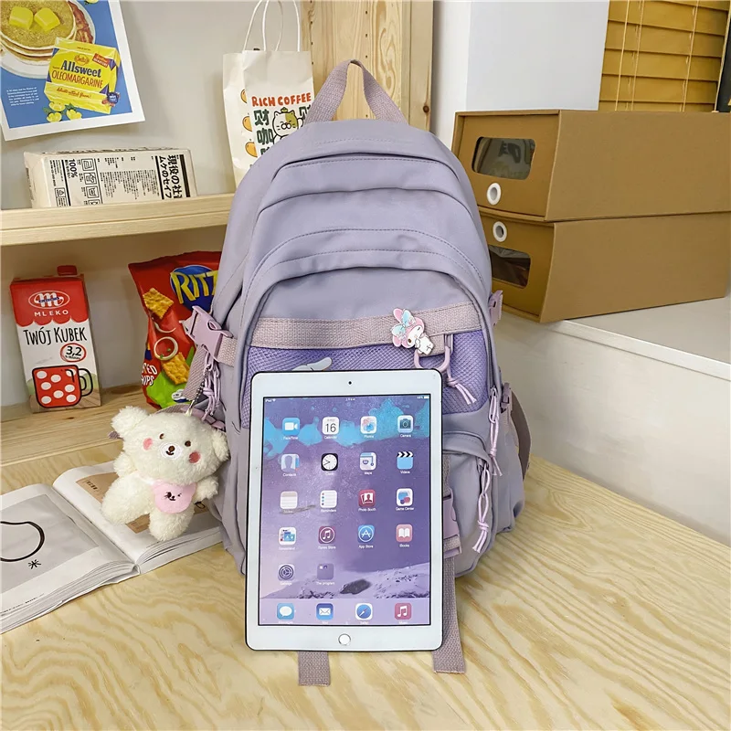 Fashion Backpack Women Multi-Pocket Laptop Bag College Student School Bags Waterproof Nylon Female Backpack Travel Lady Book Bag