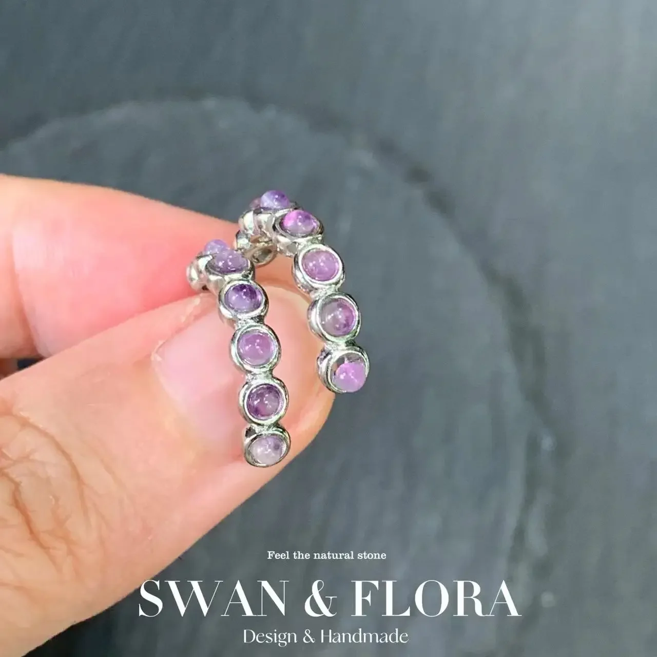 

MM Natural Amethyst Stud Earrings For Women Real 925 Sterling Silver Vintage Femme Gift Prevent Allergy Fine Jewelry Stone
