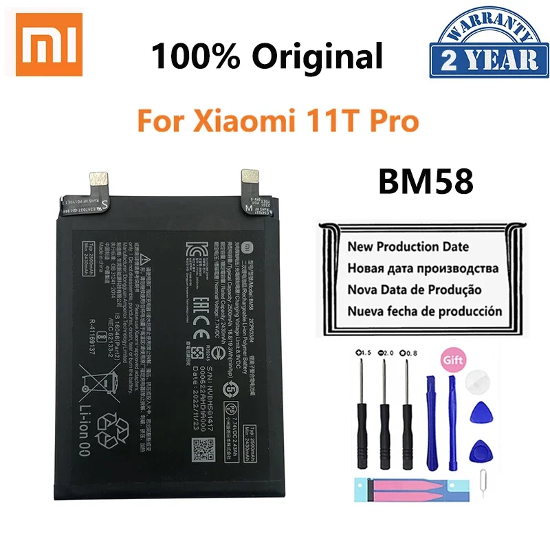 

100% Оригинальный аккумулятор BM58 5000 мАч для телефона Xiaomi 11T Pro 11TPro, сменные батареи для телефона, батарея