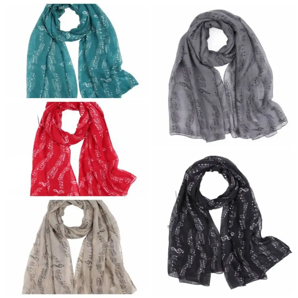 180*80cm Musical Note Print Scarf Smooth Colorful Musical Note Floral Wrap Cotton Voile Casual Musical Note Floral Shawl Ladies 6