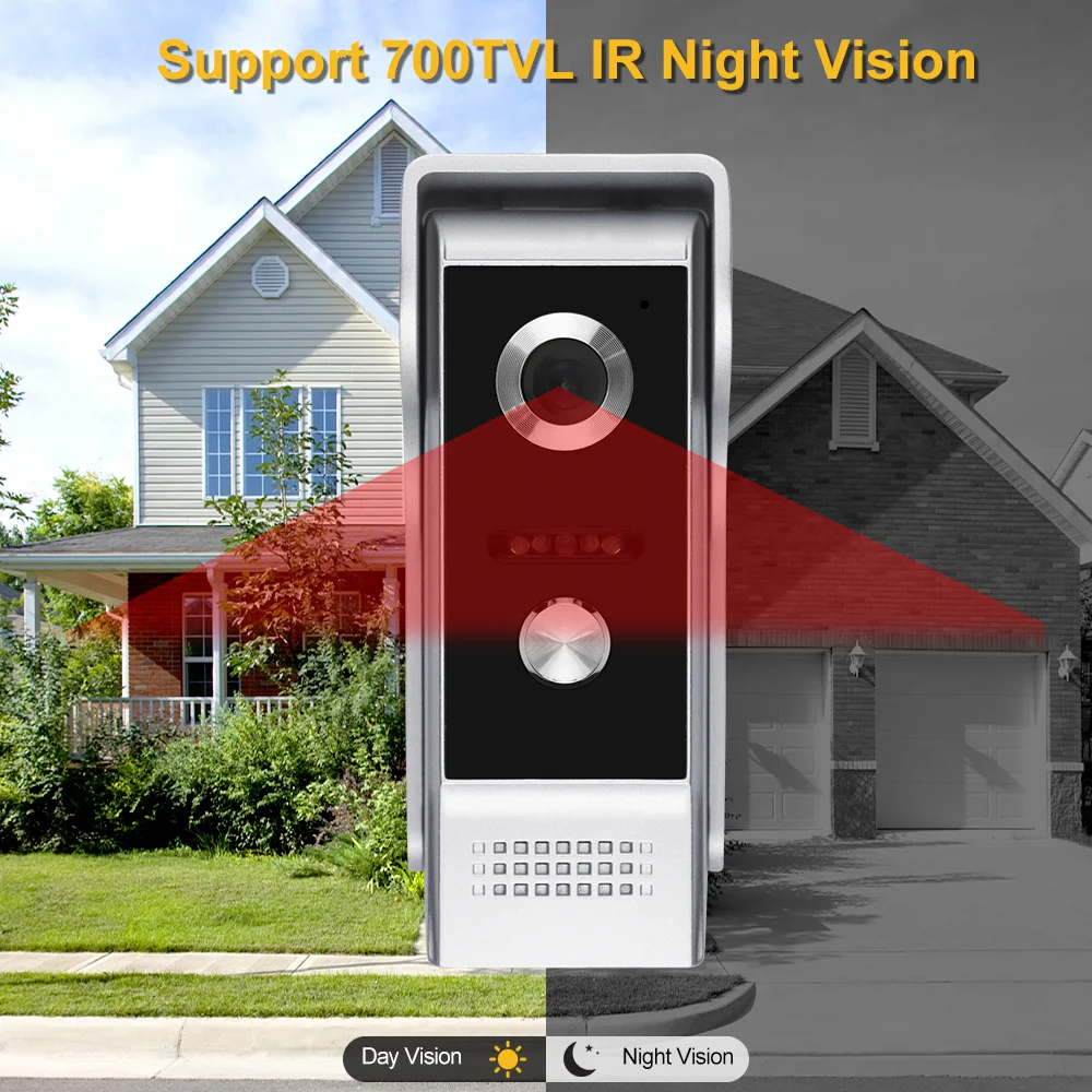Wired 4.3 inch Video Doorbell Intercom System Handheld Door phone Monitor Waterproof Outdoor Camera Color 700TVL Night Vision - Image 3