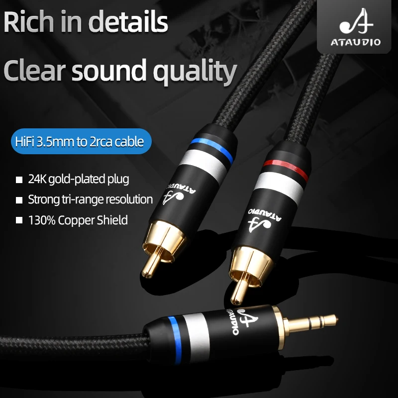 Premium Audio Y Splitter Cable - 3.5mm to Dual RCA Male Adapter
