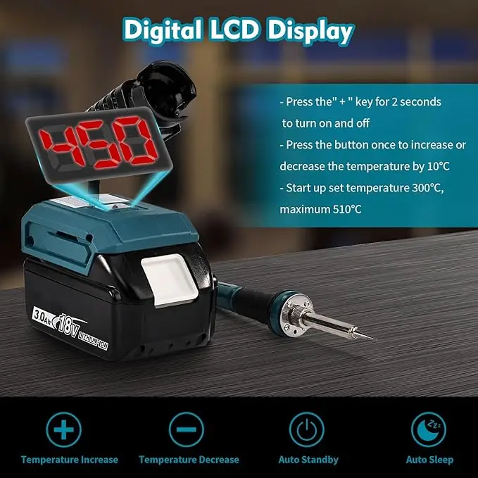 60W 무선 전기 납땜 스테이션 Makita 18V 배터리 용 납땜 인두 용접 전동 공구 5Pc 솔더 팁으로 DIY 수리