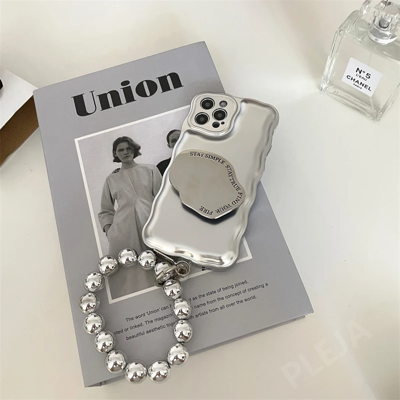 Plated Silver Bracelet with Bracket Phone Case Cute Simper
